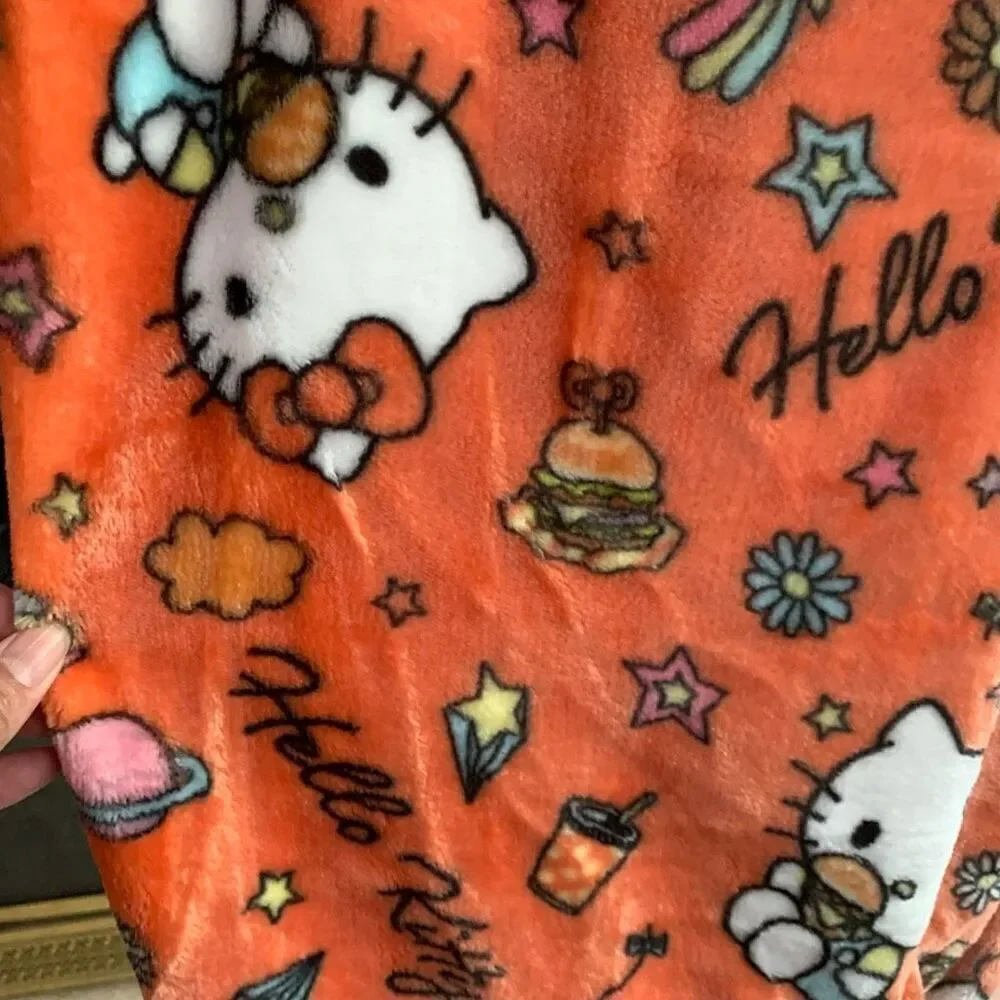 Hello kitty cloud throw blanket hamburger theme summer hellokittycore
